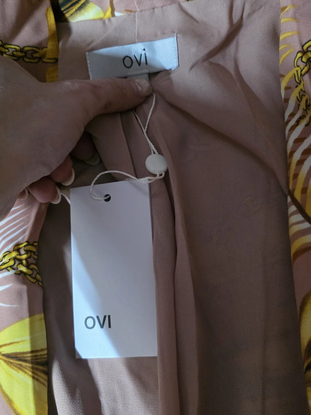 NWT Ovi Printed Pink & Gold Chain-Accent Blazer S/M/L - Picture 6 of 6